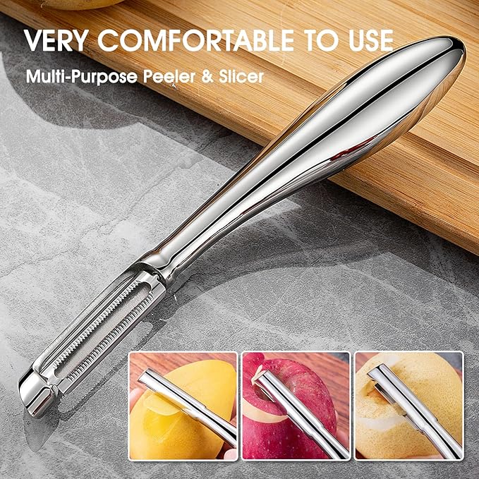 Ultra Sharp Vegetable Peeler for Kitchen - 10-Year No-Rust Fruit & Veggie Peeler, Potato Peeler Hand, Premium Stainless Steel I-Peeler for Apple, Carrot, Cucumber