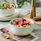 S&Q'S CERAMICS S&Q Ceramic Bowls for Kitchen, 36 Ounce, Large Capacity Cereal Bowls Set of 4, For Soup, Oatmeal, Breakfast, Microwave and Dishwasher Safe, Glazed Matte Off White…