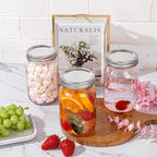 WELLIFE Pink Mason Jars 32 oz,9 Pack Wide Mouth Mason Jars for Safe Storage,Fermenting,Pickling,DIY,Crafts Decoration