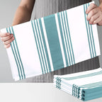 Urban Villa Easter Kitchen Towels 100% Cotton Pack of 6, Highly Absorbent Quick Drying Super Soft Premium Dish Towels for Kitchen with Hanging Loop Hand & Tea Towels - 20x30 Inch, (Aqua & White)