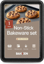 BAKKEN Kitchen Baking Pans - Nonstick Gray Coating, 13.58’’ × 9.65’’ Commercial Grade Carbon Steel Cookie Sheet, Diamond Texture Bottom, PFOA, PFOS, PTFE Free, Oven Safe Tray (450°F), Gray Marble