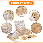Hap Tim Dual Wicker Picnic Basket Set with Blanket Charcuterie Boards for 2/4/6 - Unique Gifts Ideas for Couple, Engagement, Wedding, Bridal Shower, Family, Christmas - White Elephant Gifts for Adults