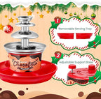 Huanyu 3-Tier Mini Chocolate Fountain Machine 10 Bamboo Skewers Removable Serving Tray 16-Ounce Chocolate Fondue Fountain for Party Birthday Wedding Chocolate Nacho Cheese BBQ Sauce Liqueurs (Red)