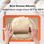 Silicone Baking Mat - Best German Silicone - Non Slip Silicone Baking Sheet, Non Stick Reusable Silicone Mats for Baking, Oven Liner, Counter Mat, 2 Half Sheets Mats + 1 Macaron Cookie Sheet