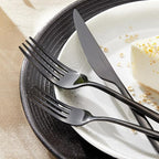 KINGSTONE Silverware Set, 20-Piece Flatware Set Cutlery Set Premium 18/10 Stainless Steel, Tableware Include Forks Knives Spoons for Home Kitchen Restaurant Wedding, Dishwasher Safe,Black