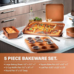 Gotham Steel Hammered 15 Pc Ceramic Cookware Set Nonstick, Deep Copper Pots and Pans Set Non Stick with Bakeware & Deep Fry Pan, Non Toxic PFOA PFOS Free, Induction Oven and Dishwasher Safe