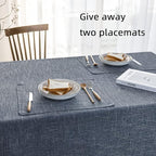 Waterproof Cotton Linen Tablecloths Rectangle Dining Table Cloth, Wipe Clean Indoor & Outdoor Table Cover for Buffet Party and Banquets, Wrinkle Resistant（54"x120"） Navy