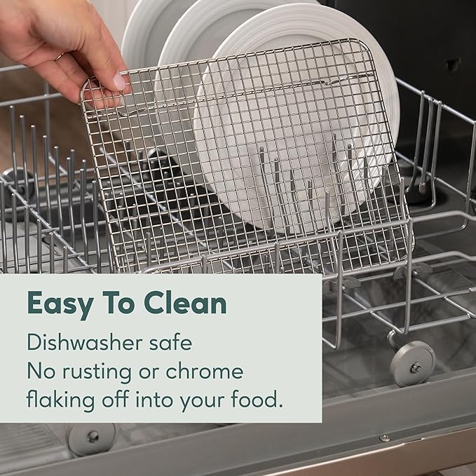 Ultra Cuisine Stainless Steel Baking Rack - 10x14.75 inch Jelly Roll Pan Wire - Oven Grill Sheet Pan - Oven Safe - Dishwasher Safe - Heavy Duty Wire Cooling Rack for Cooking Baking and Roasting