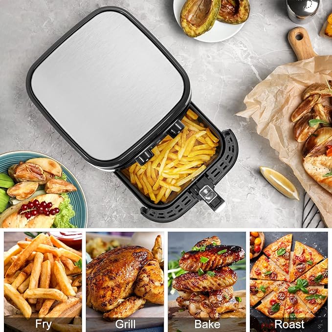 Air Fryer 5.8Qt/5.5L - Uten Electric Airfryer with Temperature Control, Timer, Non-Stick Fry Basket, 1700W High-power, Fast Oven Oilless Cooker, Dishwasher Safe - A Great Kitchen Assistant