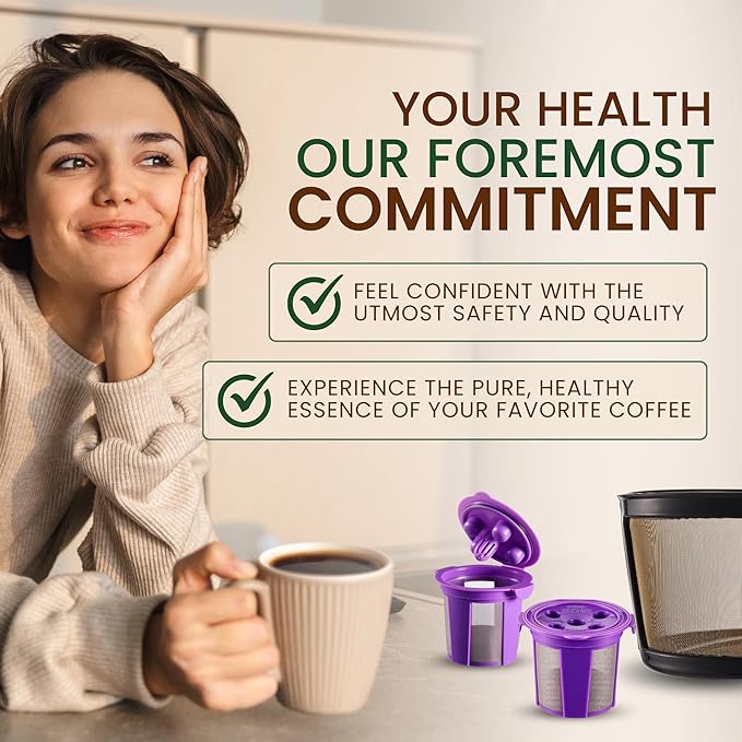 Reusable Mesh Coffee Filter Basket for Keurig K Duo Coffee Maker (Gen 2) and Keurig K-Duo Essentials, With 2 Refillable K Cups Pod by PureHQ - Gold Tone Carafe Replacement Filter - Value Pack