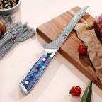 WILDMOK Damascus Boning Knife, 7 inch Super Sharp Fillet Knife, Japanese Damascus Steel, Full Tang Resin Handle, Includes Gift Box