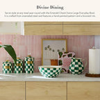 MACKENZIE-CHILDS Enamel Everyday Bowl, Serving Bowl for Entertaining, Extra Large, Green-and-White Emerald Check