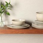 Gibson Elite Sandy Pines Stoneware Plates and Bowls Set - 12 Piece Reactive Glaze Dinnerware Set - Service for 4 - Dishwasher and Microwave Safe - Cream Taupe