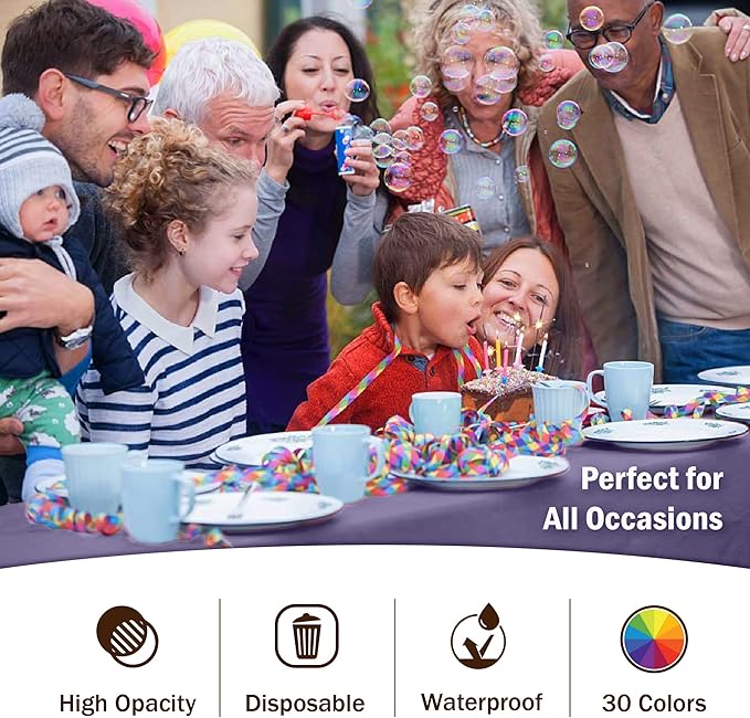 Exquisite 12-Pack Premium Plastic Tablecloth 54in. x 108in. Rectangle Table Cover - Lavender