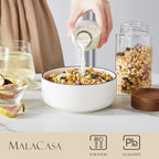 MALACASA 24 OZ Cereal Bowls, Porcelain Soup Oatmeal Bowls Set of 6, White Kitchen Ceramic Serving Bowl wtih Black Rim, Dishwasher Microwave Oven Safe, White, Series LUNA