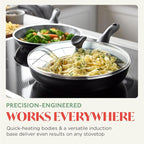 Rigoletto 10 Piece Cookware Pots & Pans Set, Made in Italy, Layered Ceramic PFAS-Free Surface, Induction, Dishwasher & Metal Utensil Safe, Granite Finish, Stay-Cool Handle, Black