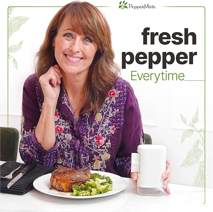 PepperMate Traditional Black Pepper Grinder Mill - Manual, High-Efficiency Salt and Pepper Grinder - Durable, Adjustable Coarseness Pepper Mill Grinder - Easy to Use