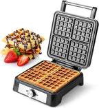Waffles Maker Waffle Iron, 4 Belgian Square Waffle Maker, Belgian Waffle Maker Thick with Non-stick Plate, Breakfast Waffle Machine Make Waffle in Minutes, 3 Browning Level, 1200W