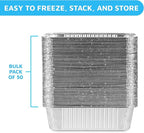 MontoPack Aluminum Disposable Loaf Pans | Deep Standard Size 8.5” x 4.5” Extra Thick Foil Bread Containers for Baking, Food Storage & Takeout | Eco-Friendly & Recyclable | Bulk 50-Pack 2 Pound Trays