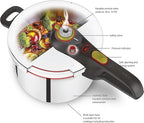 T-fal Ultimate Stainless Steel Pressure Cooker 6.3 Quart, Induction Compatible, Secure Locking Lid, Safe & Easy to Use, Cookware, Pots and Pans, Kitchen, Dishwasher Safe, Silver