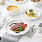 MALACASA 18 Pieces Porcelain Dinnerware Set, Modern White Dish Set for 6, Premium Serving Plates and Bowls Sets, Chip and Scratch Resistant Dishware Sets Kitchen Dishes Dining Ware Set, Series LEAH