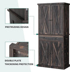 YITAHOME 72'' Tall Kitchen Pantry Cabinets, Farmhouse Storage Cabinets with Barn Doors, Drawer ＆ Adjustable Shelves, Rustic Wood Cupboard for Dining Room, Living Room, Gray Rustic
