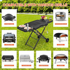 Grill Stand for Ninja Woodfire OG701, OG850, OG951, Portable Foldable Grill Table with Wheels & Side Shelf, 51" Large Space BBQ Table for Weber, Blackstone Griddle, Ooni Pizza Oven Accessories