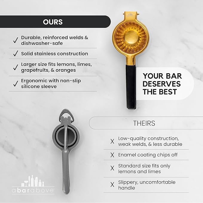 A Bar Above Premium Quality Hand Juicer, for Cocktails, Heavy Duty, Stainless Steel Juicer, Lime, Lemon, and Oranges, Citrus Juicers, for Mixologists and Bars, Fruit Juice Extractor, Silver, 3 Pack