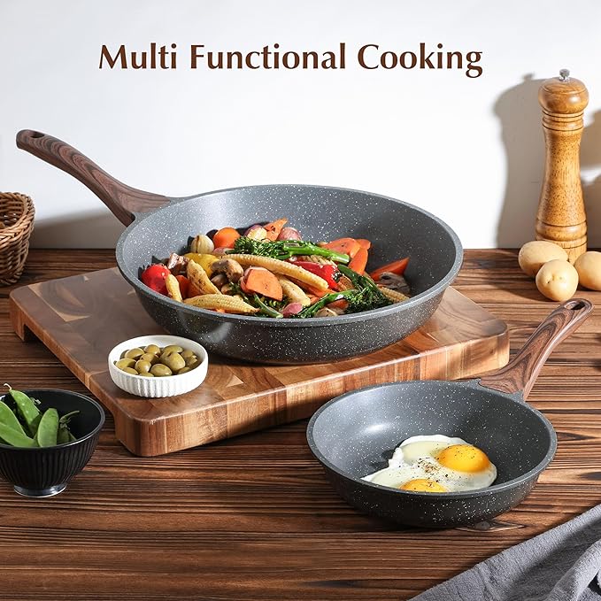 SENSARTE 12.5 Inch Nonstick Frying Pan Skillet, Swiss Granite Coating Omelette Pan, Healthy Stone Cookware, PFOA Free