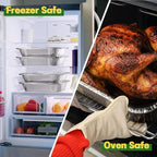 9x13 Aluminum Pans with Lids [25 Pack], Extra Heavy Duty Half Size Disposable Foil Pans, Deep Baking Pans for Cooking, Roasting, Heating, and Steam Tables