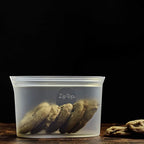 Zip Top Reusable Food Storage Bags | Medium Dish [Frost] | Silicone Meal Prep Container | Microwave, Dishwasher and Freezer Safe | Made in the USA