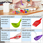 E-far Silicone Cooking Utensils Set, 24Pcs Heat Resistant Kitchen Utensil with Holder, Silicone Kitchen Tools with Spatula Turner Spoon Tongs Whisk, Non-Toxic & Dishwasher Safe (Colorful)
