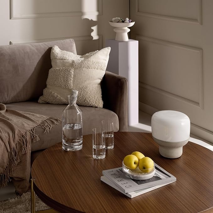 NUDE Whiskey Glasses Set of 2 DOF – 13.25 oz Lead-Free Crystal Old Fashioned Rocks Glasses for Whisky, Scotch & Bourbon – Alba by Joe Doucet, Hand-Engraved Tartan, Heavy Base