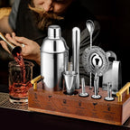 Cocktail Shaker Set Bartender Kit with Stand 24oz Martini Shaker,12-Piece Professional Bar Tool Set Drink Mixer Set with All Essential Bar Tools.