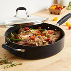 Anolon Advanced Home Hard Anodized Nonstick Sauté Pan with Helper Handle and Lid, 5 Quart - Onyx
