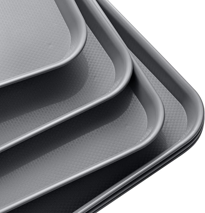 Plastic Cafeteria Trays,Fast Food Serving Trays,13"X17",Set of 6 (Gray)
