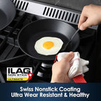 SENSARTE Nonstick Frying Pan Set 2-Piece, Oven Safe Skillets with Swiss Coating, Induction Compatible Chef Pan Set, Dishwasher Safe Cooking Pans, PFOA PFOS Free, 10 and 12 Inch