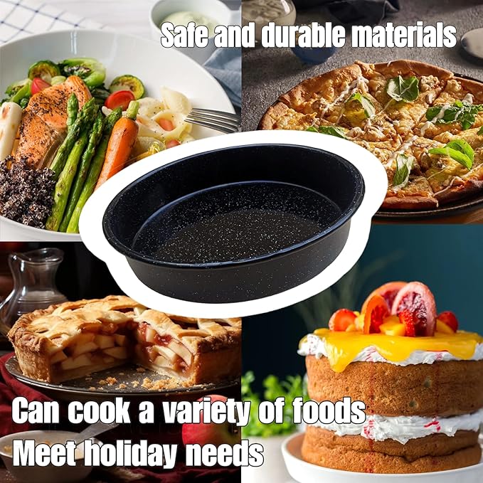 Enamel Roasting Pan Set Round Baking Pans 3pcs 10"/12"/14" Cake Pans High Performance Nonstick- Non-Toxic,PTFE&PFOA Free,Pizza Pan,Cookie Baking Sheets Oven Trays For Cooking