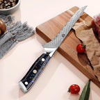 WILDMOK Boning Knife - 7 Inch Damascus Japanese Trimming Knife, Professional Grade, Resin Full Tang Handle