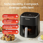 Air Fryer 12-in-1 with 5.5 QT Large Capacity, Compact Air Fryer, 100-400℉ Precise Heat, 360°Hot Air Circulation, 95% Less Oil, Bake, Dry, Reheat, Frozen, Broil, Proof, Black