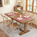 Blue Forest Placemats Set of 6, Dual-Layered Thickened Faux Linen Cloth Place Mats Heat Resistant Machine Washable Wrinkle Free Table Mats Indoor/Outdoor (Hot Pink)