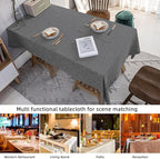 Waterproof Cotton Linen Tablecloths Rectangle Dining Table Cloth, Wipe Clean Indoor & Outdoor Table Cover for Buffet Party and Banquets, Wrinkle Resistant（54"x120" Gray）