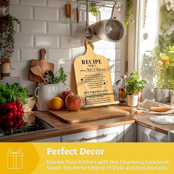 Happy Mothers Day Cookbook Stand, Mothers Gifts Adjustable Book Stand, Mother's Day Recipe Holder for Kitchen Counter, Kitchen Book Holder