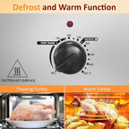 Sunvivi 20-Quart Roaster Oven with Self-Basting Lid, Electric Turkey Roaster Oven with Removable Pan and Rack, Stainless Steel, Sliver