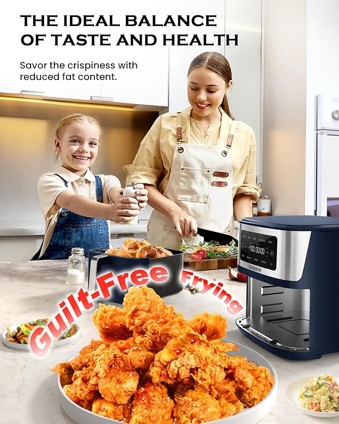 Nuwave Brio Plus 6-in-1 Air Fryer, 7-Qt Large Capacity, 50°F–400°F Precise Temp Control, Non-Toxic PFAS-Free Nonstick, Air Fry, Bake, Roast, Toast, Dehydrate, Reheat, 100 Presets, Dishwasher Safe