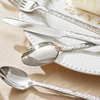 KINGSTONE 60 Pcs Hammered Silverware Set for 12, 18/10 Stainless Steel Heavy Duty Flatware Set, Tableware Cutlery Utensil Sets for Home Restaurant Dishwasher Safe