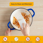 Velaze Enameled Cast Iron Dutch Oven for Bread Baking,5 QT Round Bread Oven Pot with Dome Lid for Sourdough, Roasting,Braising(Blue)