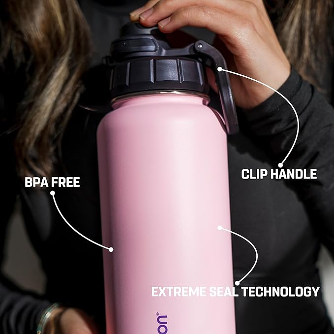 Vesmoon Vessence 32 Oz Stainless Steel Tea Infuser Bottle for Loose Leaf Tea, Water, Herbs, Fruits - Triple Layered Insulated, Leak Proof Bottle with Lid and Clip Handle - 24 Hours Hot/Cold