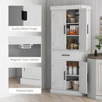 HOMCOM 72" Tall Kitchen Pantry Cabinet with Adjustable Shelves, Farmhouse Storage Cabinet with Barn Doors, Drawer and 5-Tier Shelf, Freestanding Cupboard, White
