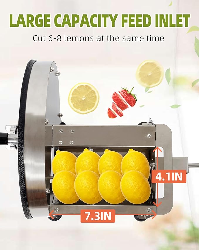 Commercial Manual Vegetable Fruit Slicer - 0.2-13mm Adjustable Thickness, Stainless Steel Manual Vegetable Cutter Machine with 2* Extra Blades for Slicing Fruit Potato Lemon Onion Cabbage Tomato